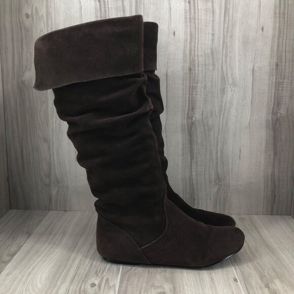 Steve Madden Boots Womens 9.5 Bonanza Brown Suede Pull On Knee High Tall - Picture 1 of 9